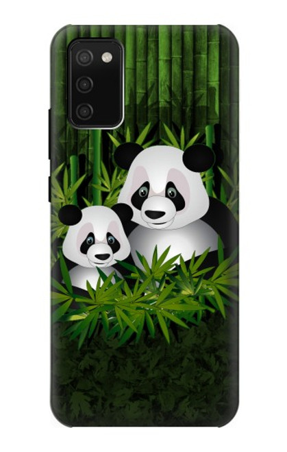 W2441 Panda Family Bamboo Forest Hard Case and Leather Flip Case For Samsung Galaxy A02s, Galaxy M02s