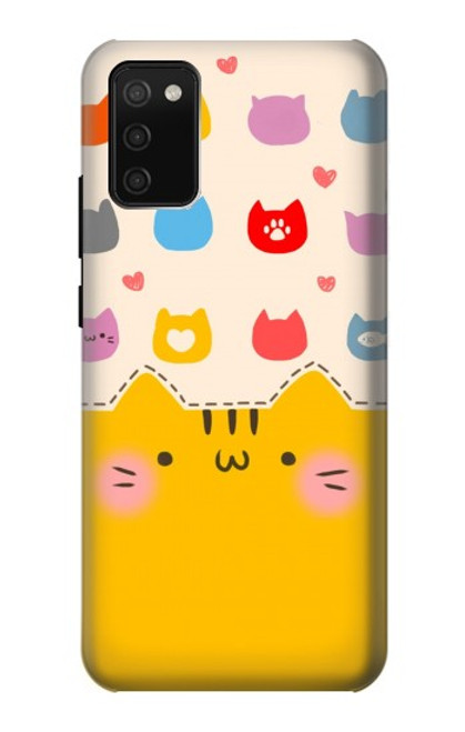 W2442 Cute Cat Cartoon Funny Hard Case and Leather Flip Case For Samsung Galaxy A02s, Galaxy M02s