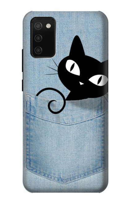 W2641 Pocket Black Cat Hard Case and Leather Flip Case For Samsung Galaxy A02s, Galaxy M02s