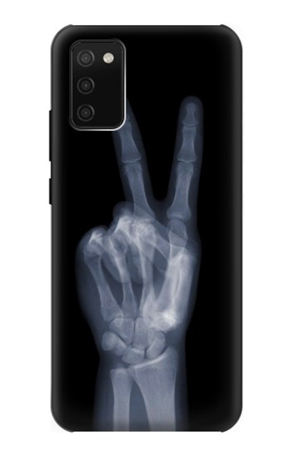 W3101 X-ray Peace Sign Fingers Hard Case and Leather Flip Case For Samsung Galaxy A02s, Galaxy M02s