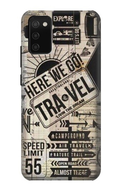 W3441 Vintage Travel Hard Case and Leather Flip Case For Samsung Galaxy A02s, Galaxy M02s