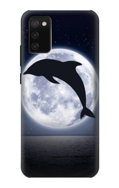 W3510 Dolphin Moon Night Hard Case and Leather Flip Case For Samsung Galaxy A02s, Galaxy M02s