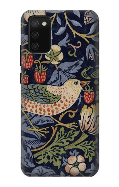 W3791 William Morris Strawberry Thief Fabric Hard Case and Leather Flip Case For Samsung Galaxy A02s, Galaxy M02s