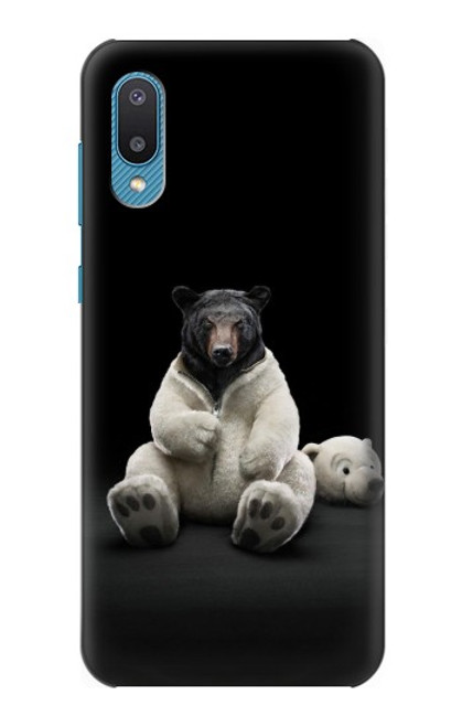 W0878 Black Bear Hard Case and Leather Flip Case For Samsung Galaxy A04, Galaxy A02, M02