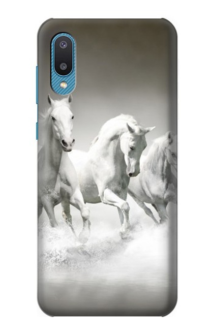 W0933 White Horses Hard Case and Leather Flip Case For Samsung Galaxy A04, Galaxy A02, M02