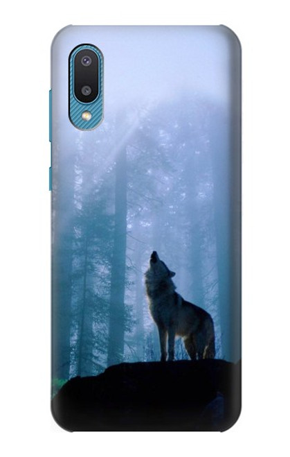 W0935 Wolf Howling in Forest Hard Case and Leather Flip Case For Samsung Galaxy A04, Galaxy A02, M02