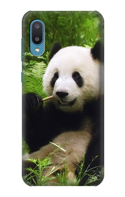 W1073 Panda Enjoy Eating Hard Case and Leather Flip Case For Samsung Galaxy A04, Galaxy A02, M02