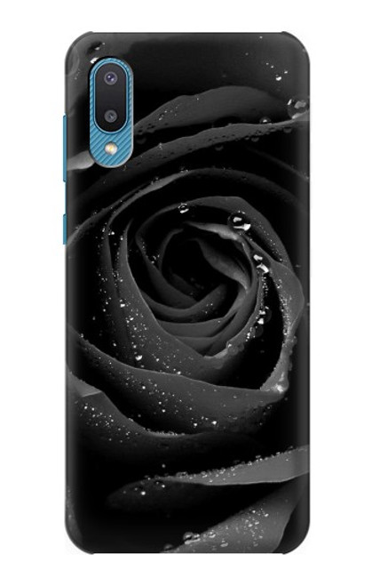 W1598 Black Rose Hard Case and Leather Flip Case For Samsung Galaxy A04, Galaxy A02, M02