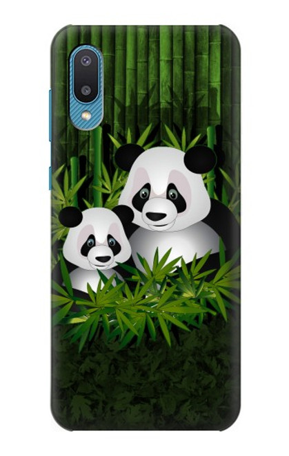 W2441 Panda Family Bamboo Forest Hard Case and Leather Flip Case For Samsung Galaxy A04, Galaxy A02, M02