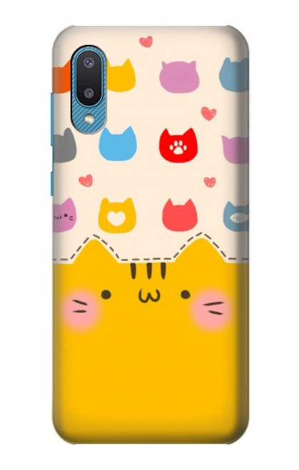 W2442 Cute Cat Cartoon Funny Hard Case and Leather Flip Case For Samsung Galaxy A04, Galaxy A02, M02