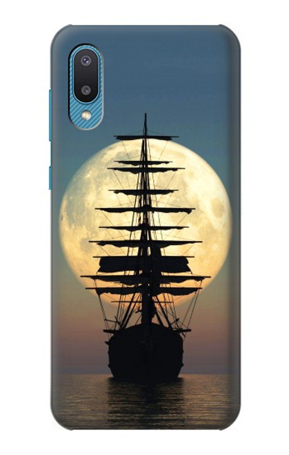 W2897 Pirate Ship Moon Night Hard Case and Leather Flip Case For Samsung Galaxy A04, Galaxy A02, M02