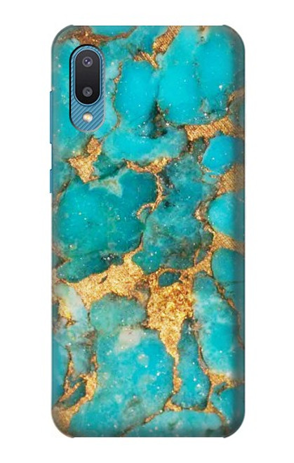 W2906 Aqua Turquoise Stone Hard Case and Leather Flip Case For Samsung Galaxy A04, Galaxy A02, M02