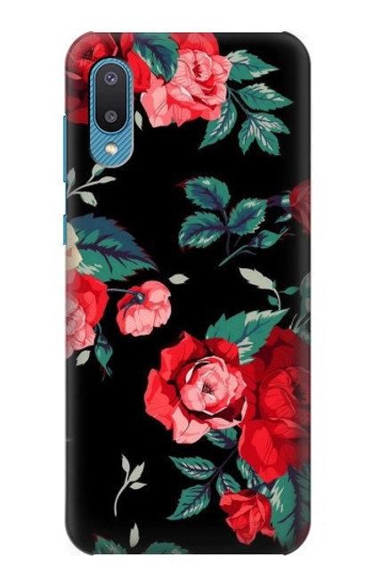 W3112 Rose Floral Pattern Black Hard Case and Leather Flip Case For Samsung Galaxy A04, Galaxy A02, M02