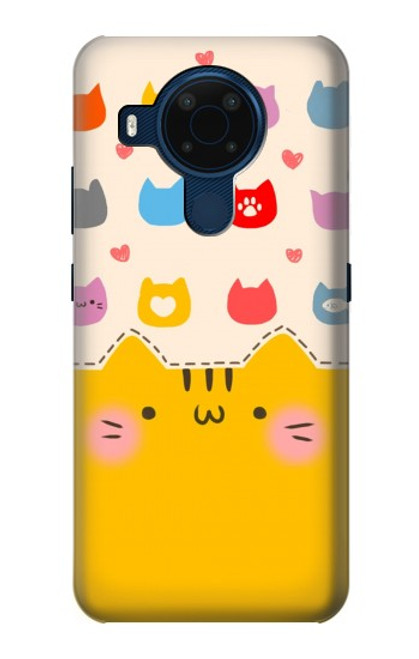 W2442 Cute Cat Cartoon Funny Hard Case and Leather Flip Case For Nokia 5.4