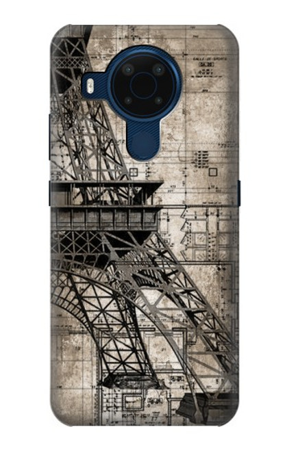 W3416 Eiffel Tower Blueprint Hard Case and Leather Flip Case For Nokia 5.4