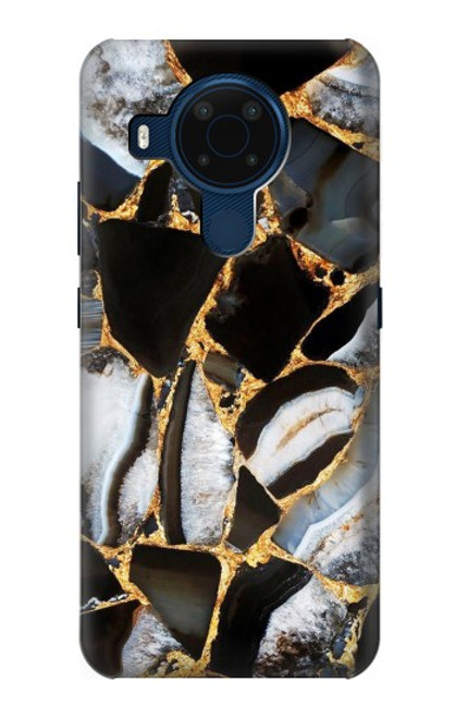 W3419 Gold Marble Graphic Print Hard Case and Leather Flip Case For Nokia 5.4