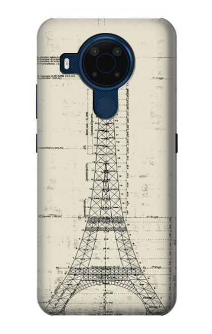 W3474 Eiffel Architectural Drawing Hard Case and Leather Flip Case For Nokia 5.4