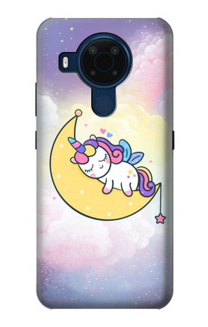 W3485 Cute Unicorn Sleep Hard Case and Leather Flip Case For Nokia 5.4