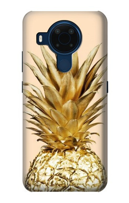 W3490 Gold Pineapple Hard Case and Leather Flip Case For Nokia 5.4