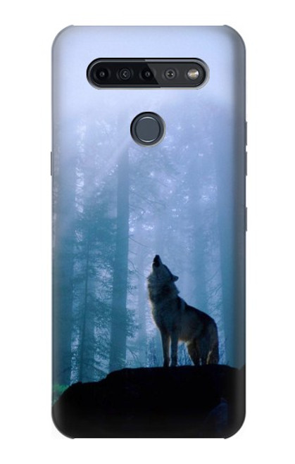 W0935 Wolf Howling in Forest Hard Case and Leather Flip Case For LG K51S