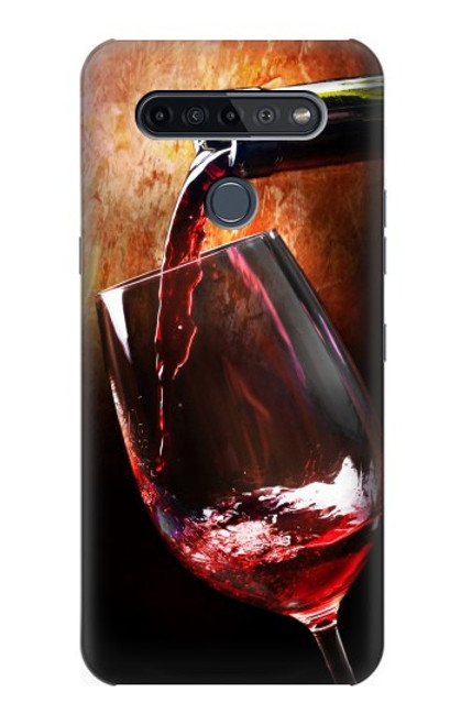 W2396 Red Wine Bottle And Glass Hard Case and Leather Flip Case For LG K51S