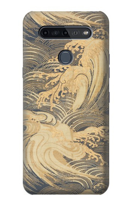 W2680 Japan Art Obi With Stylized Waves Hard Case and Leather Flip Case For LG K51S