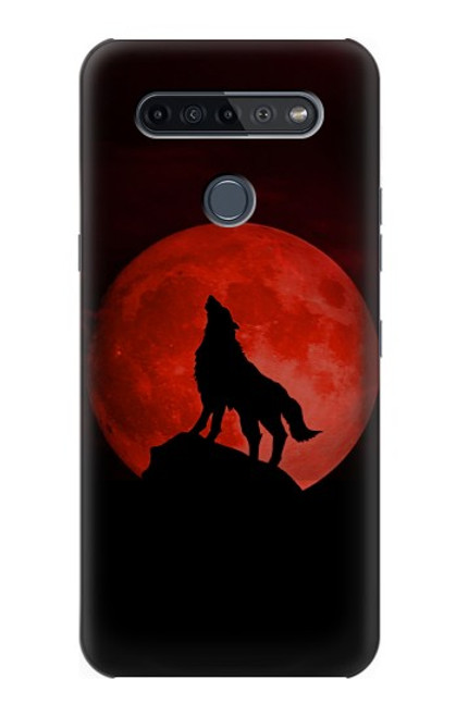 W2955 Wolf Howling Red Moon Hard Case and Leather Flip Case For LG K51S