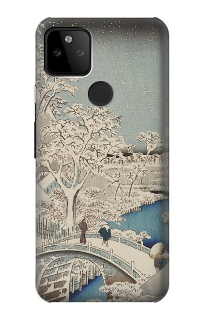 W3350 Utagawa Hiroshige Drum Bridge Yuhi Hill in Meguro Hard Case and Leather Flip Case For Google Pixel 5A 5G