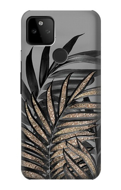 W3692 Gray Black Palm Leaves Hard Case and Leather Flip Case For Google Pixel 5A 5G