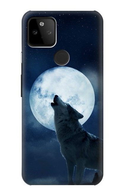 W3693 Grim White Wolf Full Moon Hard Case and Leather Flip Case For Google Pixel 5A 5G