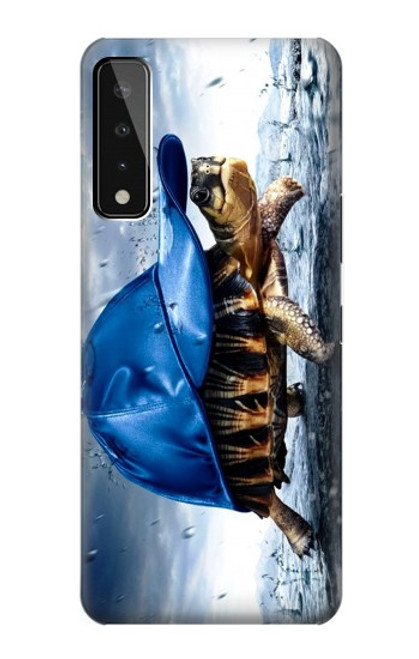 W0084 Turtle in the Rain Hard Case and Leather Flip Case For LG Stylo 7 4G