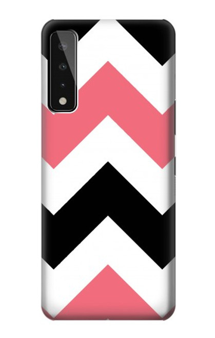 W1849 Pink Black Chevron Zigzag Hard Case and Leather Flip Case For LG Stylo 7 4G