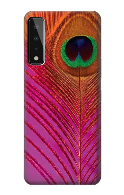 W3201 Pink Peacock Feather Hard Case and Leather Flip Case For LG Stylo 7 4G