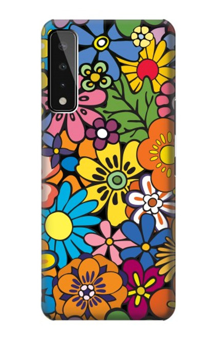 W3281 Colorful Hippie Flowers Pattern Hard Case and Leather Flip Case For LG Stylo 7 4G