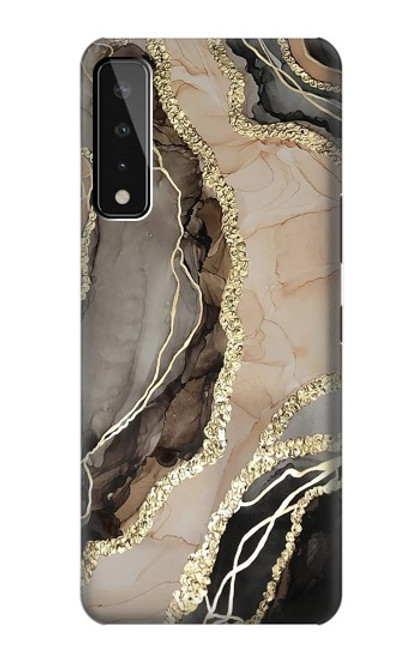 W3700 Marble Gold Graphic Printed Hard Case and Leather Flip Case For LG Stylo 7 4G