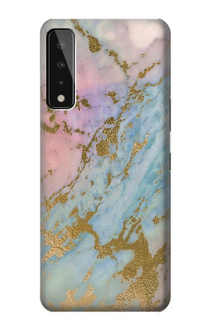 W3717 Rose Gold Blue Pastel Marble Graphic Printed Hard Case and Leather Flip Case For LG Stylo 7 4G