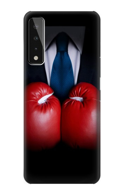 W2261 Businessman Black Suit With Boxing Gloves Hard Case and Leather Flip Case For LG Stylo 7 5G