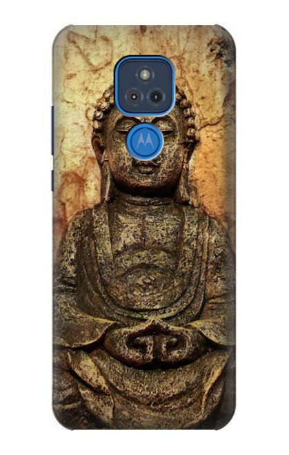 W0344 Buddha Rock Carving Hard Case and Leather Flip Case For Motorola Moto G Play (2021)