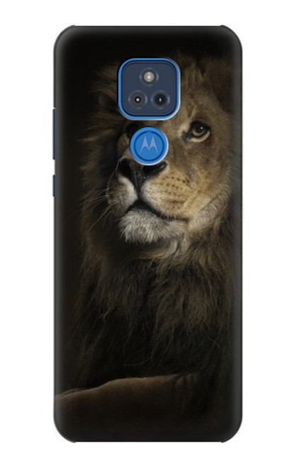 W0472 Lion Hard Case and Leather Flip Case For Motorola Moto G Play (2021)