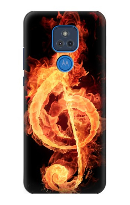 W0493 Music Note Burn Hard Case and Leather Flip Case For Motorola Moto G Play (2021)