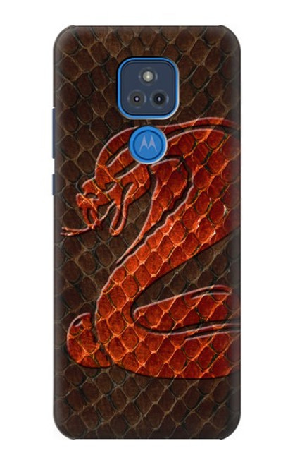 W0663 Cobra Snake Skin Hard Case and Leather Flip Case For Motorola Moto G Play (2021)