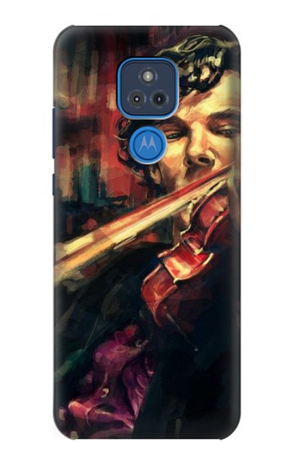 W0723 Violin Art Paint Hard Case and Leather Flip Case For Motorola Moto G Play (2021)