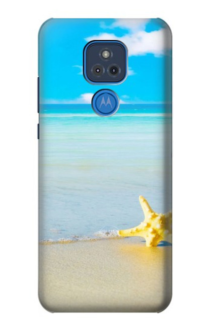 W0911 Relax at the Beach Hard Case and Leather Flip Case For Motorola Moto G Play (2021)