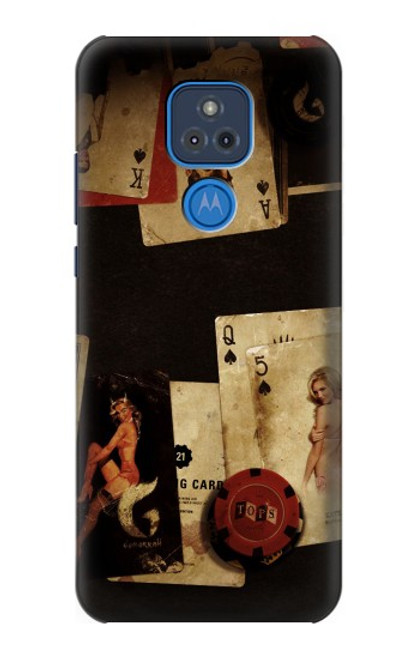 W1069 Old Vintage Sexy Poker Hard Case and Leather Flip Case For Motorola Moto G Play (2021)