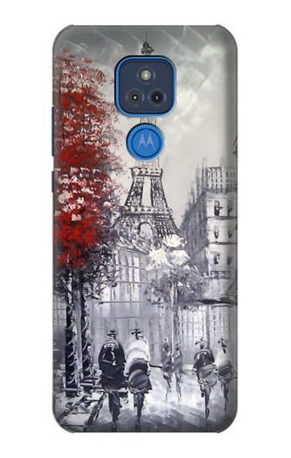 W1295 Eiffel Painting of Paris Hard Case and Leather Flip Case For Motorola Moto G Play (2021)