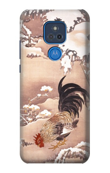 W1332 Ito Jakuchu Rooster Hard Case and Leather Flip Case For Motorola Moto G Play (2021)