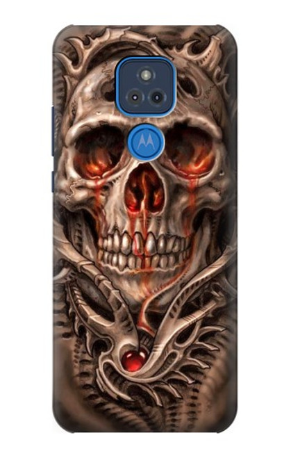 W1675 Skull Blood Tattoo Hard Case and Leather Flip Case For Motorola Moto G Play (2021)