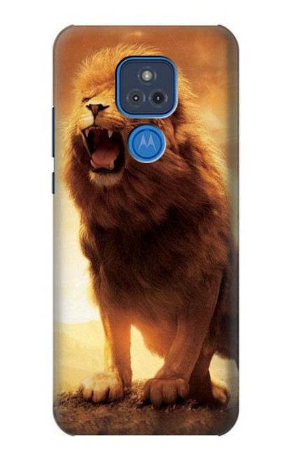 W1957 Lion Aslan Hard Case and Leather Flip Case For Motorola Moto G Play (2021)