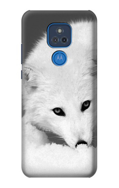 W2569 White Arctic Fox Hard Case and Leather Flip Case For Motorola Moto G Play (2021)