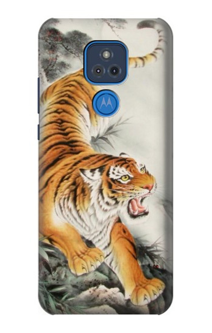 W2751 Chinese Tiger Brush Painting Hard Case and Leather Flip Case For Motorola Moto G Play (2021)